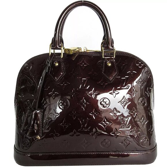Auth LOUIS VUITTON Monogram Vernis Alma PMHandbag Amarante - Picture 1 of 12